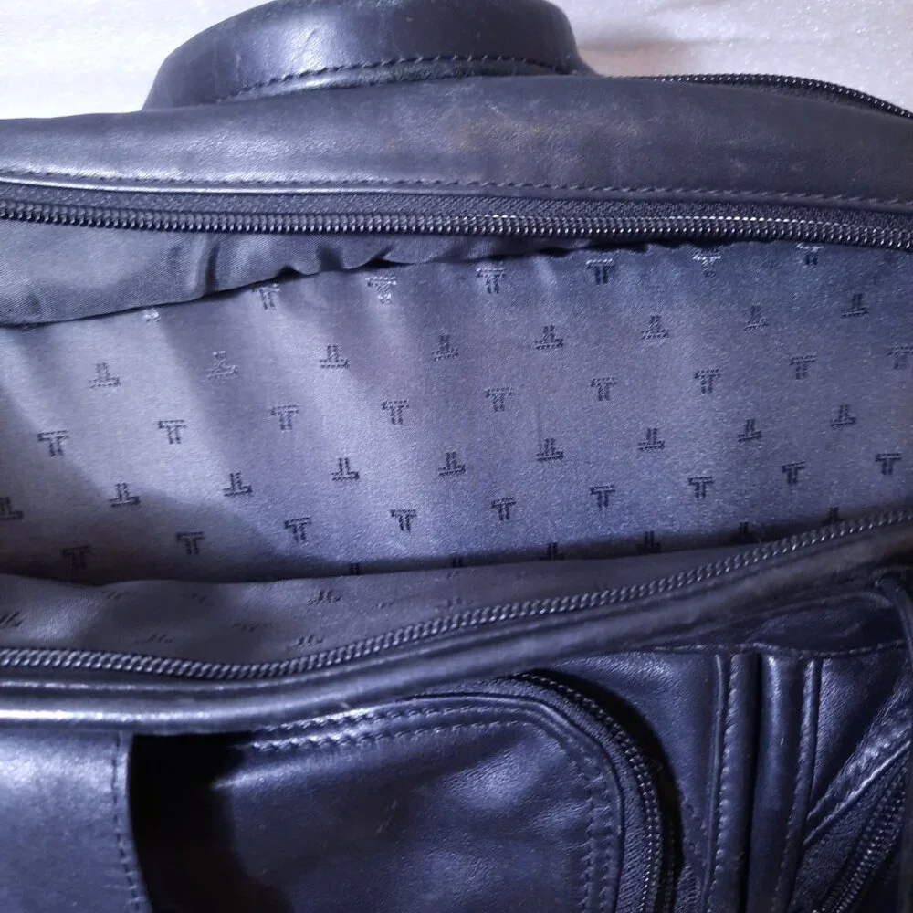 Tumi Alpha 2 Laptop Briefcase bag Black Napa Leather 96160D4 Computer distressed